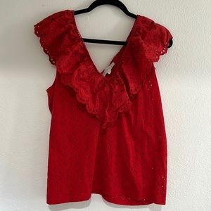 Loft ruffle neck shirt size L